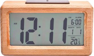 OEM Reloj Despertador Digital De Madera, Lcd Digital Sin Tictac, Con Visualizaci&oacute;n De Fecha Y Temperatura, Funci&oacute;n De Repetici&oacute;n, Reloj Digital Para Dormi