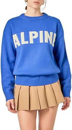 English Factory Statement Sweater in Royal Blue/White at Nordstrom, Size X-Small