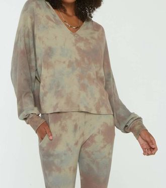 Bloomingdale's Wilderness Tie Dye Thermal Hoodie In Olive Tie Dye