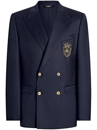 Dolce & Gabbana Double-Breasted Wool Jacket With Patch Clothing