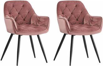 Ainpecca Ainpecca - Dining Chairs Velvet Padded Seat Metal Legs Kitchen Chair Home Office(Rose,2PCS)
