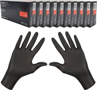 OEM Guantes De Nitrilo L Negros Mercator Nitrylex Black 100 Piezas Caja 10 Unidades
