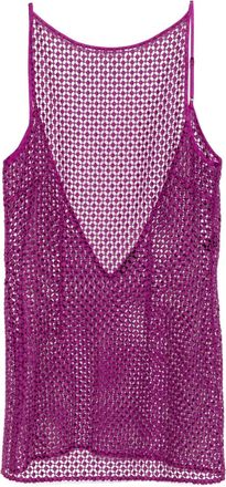 Kiki De Montparnasse Abito corto con scollo a V e lavorazione pointelle - Viola