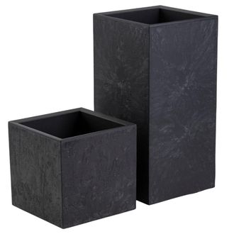 OEM Juego De Jardineras Betonique Con Ruedas, Poste De Hormig&oacute;n Negro, 2 Unidades