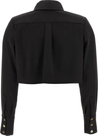 Elisabetta Franchi Cotton Satin with Padded Shoulders Shirt - Black