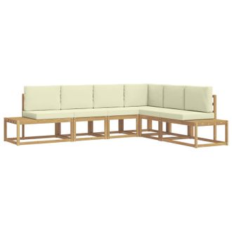 vidaXL Conjunto De Sof&aacute;s De Exterior 4 Pieza Blanco Y Crema Poli&eacute;ster Vidaxl