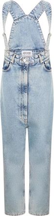 Moschino Lichtblauwe Spijkerbroek met Verstelbare Bandjes - Dames - Jumpsuits - Blauw - 8XL - Katoen - Jumpsuits & Playsuits