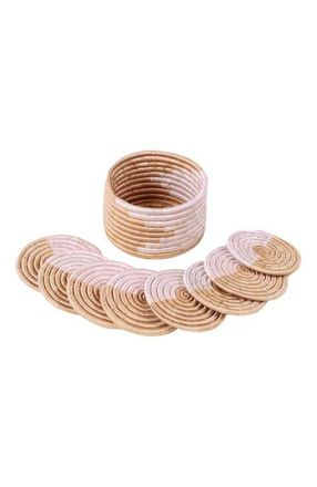Indego Africa Akeza Mini Basket Set of 8 Coasters in Pink at Nordstrom, Size Small
