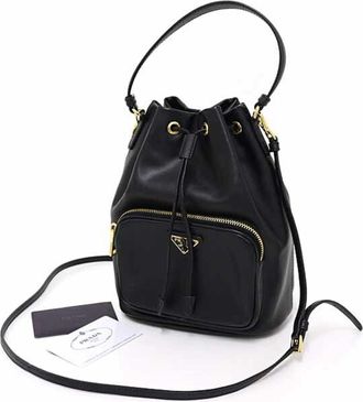 Prada Black Nero Leather Baguette Bag (Pre-Owned)