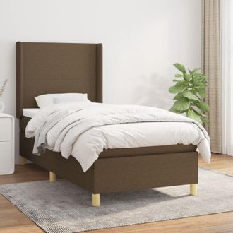 vidaXL Cama Box Spring Con Colch&oacute;n Tela Marr&oacute;n Oscuro 90x190 Cm Vidaxl