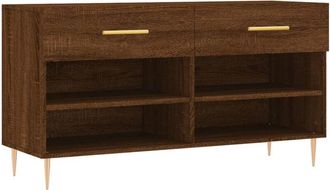 vidaXL Shoe Bench Brown Oak 102x35x55 cm Engineered Wood Vidaxl
