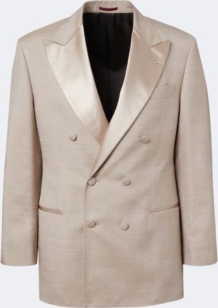 Brunello Cucinelli Double-breasted satin-trimmed silk blazer
