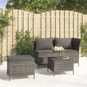 vidaXL Set De Muebles De Jard&iacute;n 3 Pzas Y Cojines Rat&aacute;n Sint&eacute;tico Gris Vidaxl