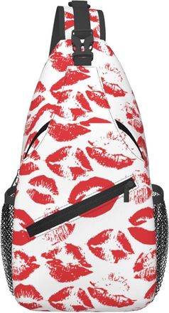 Generic Hot Red Nice Lips Kissing Crossbody Bag Trendy Chest Bag Anti Theft Backpack For Outdoors Men Runner