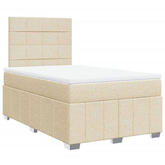 vidaXL Vidaxl - Cama Box Spring Con Colch&oacute;n Tela Color Crema 120x200 Cm