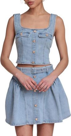Avec Les Filles Denim crop Tank in Satin Wash at Nordstrom, Size X-Large