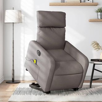 vidaXL Vidaxl - Sill&oacute;n De Masaje El&eacute;ctrico Reclinable Elevable Tela Taup&eacute;