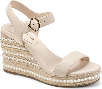 Karl Lagerfeld Calzona Embellished Espadrille Wedge Sandal in New Beige at Nordstrom Rack, Size 5.5