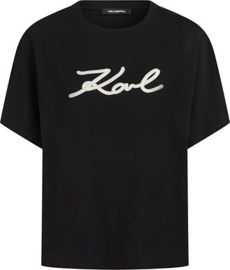 Karl Lagerfeld Logo-detail T-shirt - Dames - T-shirts - Zwart - XS - Katoen - Tops