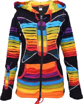 Gheri Womens Black Rainbow Butterfly Funky Jacket 14