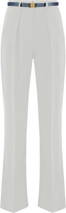 Elisabetta Franchi High-Waisted Wide-Leg Trousers with Tailored Fit and Buckle Detail
