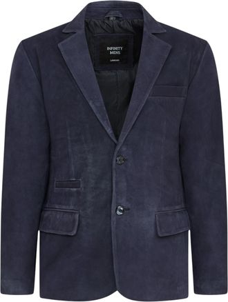 Infinity Leather Mens Italian Navy Suede Blazer Jacket - Aarau Goat Leather - Size X-Small