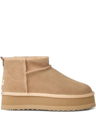 Ga&euml;lle Paris Eskimo platform boots - women - Calf Suede/Artificial Fur/Rubber - 39 - Neutrals