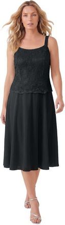 Roaman's Glitter & Lace Jacket Dress Set in Black at Nordstrom, Size 34