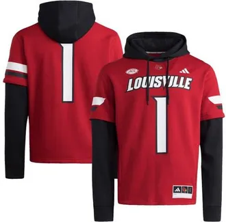 adidas Mens adidas Red Louisville Cardinals Jersey Pullover Hoodie at Nordstrom, Size Xx-Large
