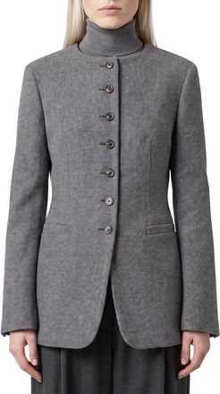 Max Mara Grey Textured Mock Collar Blazer