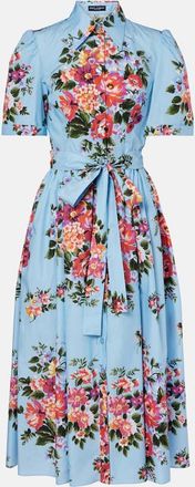 Dolce & Gabbana Floral belted cotton poplin shirt dress