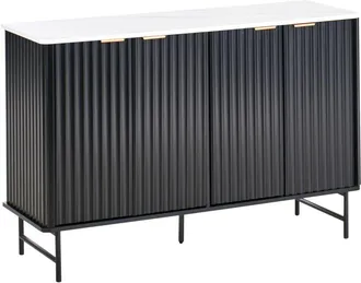 Beliani Credenza moderna soggiorno camera da letto con 4 ante in MDF effetto marmo nero Glastonbury