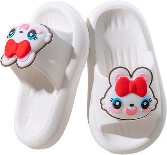 Generic Boys Slippers Girls Slippers Soft EVA Indoor Outdoor Bunny Print Slip On Shoes for Toddler Kids Comfortable Lightweight Summer Casual Footwear(White,1