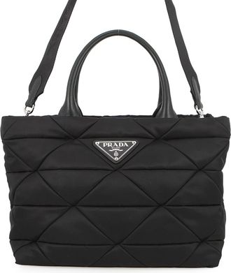Prada Black Nylon Nappa Leather Handbag Tote Bag (Pre-Owned)