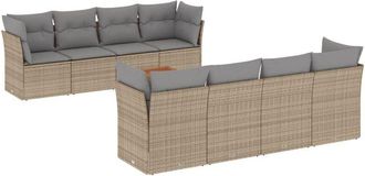 vidaXL Set De Sof&aacute;s De Jard&iacute;n 9 Pzas Con Cojines Rat&aacute;n Sint&eacute;tico Beige Vidaxl