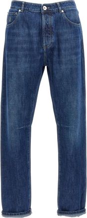Brunello Cucinelli Jeans - Heren - Regular Fit Jeans - Blauw - 3XL - Jeans