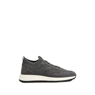 Tod's Schoenen, Heren, Grijs, 42 1/2 EU, Leer, Leren Sneakers van Gebreid Materiaal