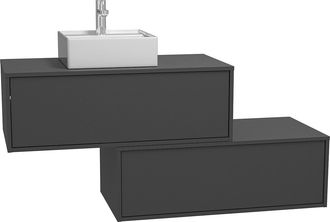 Vente-Unique Mueble flotante de baño gris antracita con lavabo y dos cajones - 94 cm - TEANA II