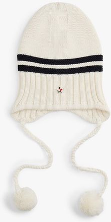 Tommy Hilfiger Womens Tommy Girl Chunky Knit Pom Beanie - White