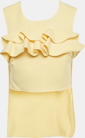 Elisabetta Franchi Yellow Crepe Ruffled High-Low Top