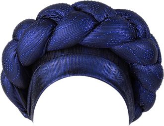 Generic Womens Classic French Artists Beret Fashion Women Beading Braid Hat Muslim Ruffle Cancer Wrap Cap Sleep Caps Satin Lined Hair Bonnets for Men (Blue, O