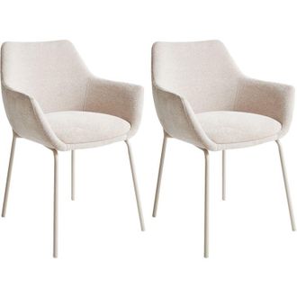 Beliani Set of 2 Dining Chairs BOWDON Chenille Light Beige