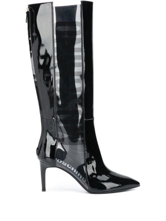 Moschino Stivali al ginocchio con logo - Nero