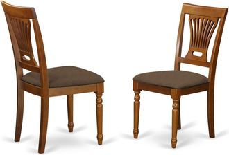 East West Furniture PVC-SBR-C Plainville Chair with Cushion Seat - Saddle Brown Finish