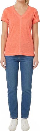 Elliott Lauren V-Neck Short Sleeve V Front Tee In Coral