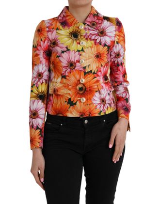 Dolce & Gabbana Womens Multicolor Daisy Print Floral Fantasy Jacket Clothing