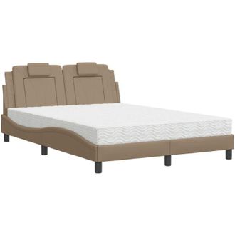 vidaXL Cama Con Colch&oacute;n Cuero Sint&eacute;tico Capuchino 140x190 Cm Vidaxl