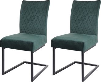 Hhg Hhg - Juego De 2 Sillas Basculantes 109, Silla De Visita Silla De Conferencia, Acero Con Recubrimiento De Polvo De Terciopelo, Verde