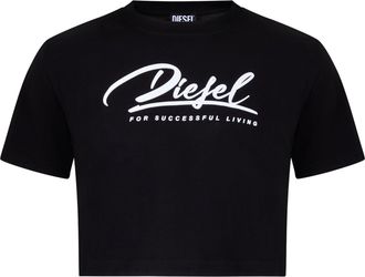 Diesel Dames Script Cropped T-Shirt (Caviar)
