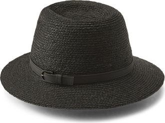 Helen Kaminski Billie Raffia Fedora in Charcoal/Black at Nordstrom Rack, Size Medium